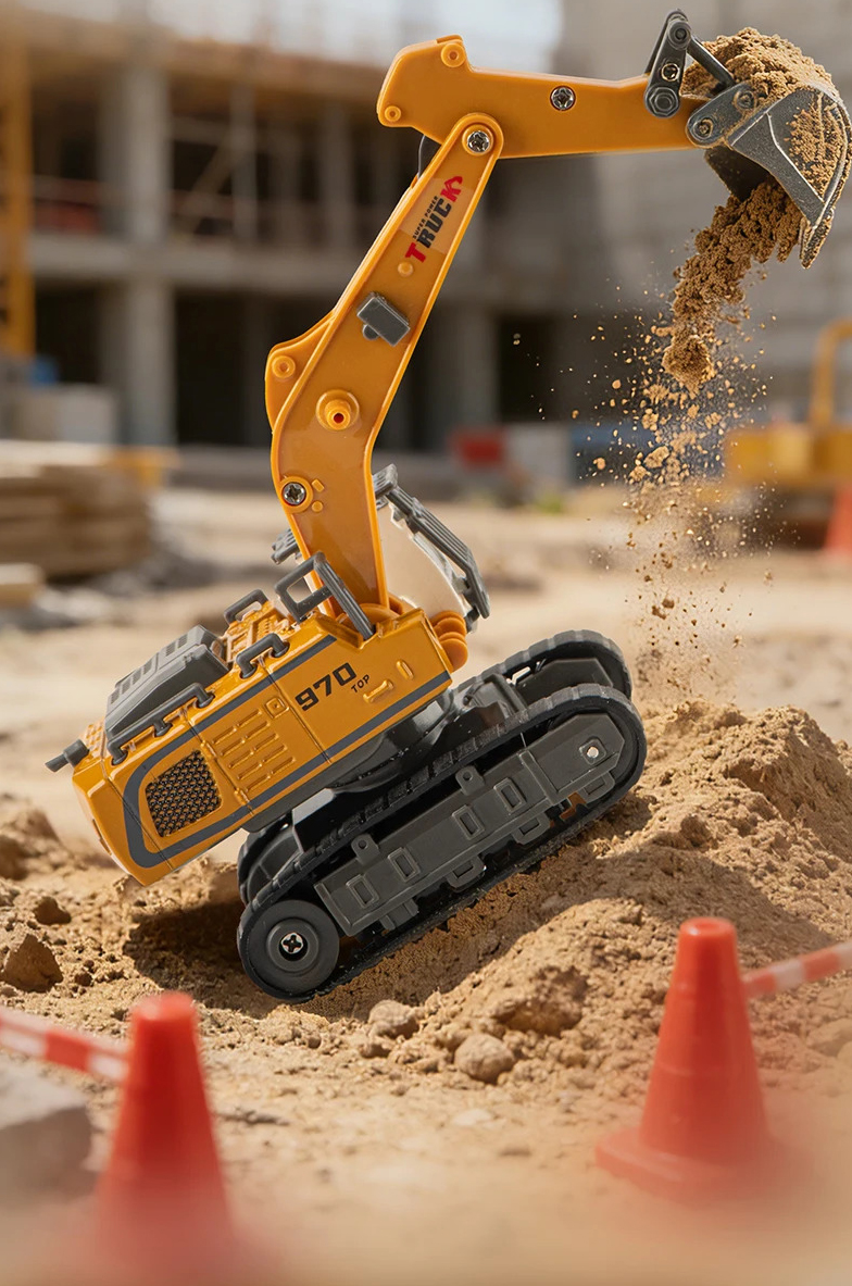 Екскаватор на радіокеруванні RC 555-104 1:64 зі світлом та звуком, керування через додаток